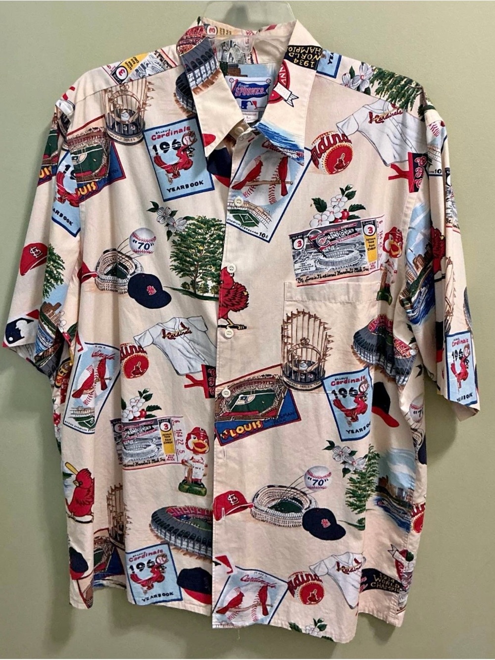 Reyn Spooner St. Louis Cardinals MLB 100% Cotton Aloha Camp Shirt L
